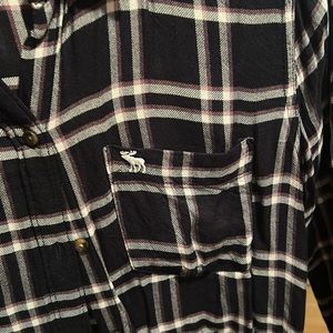Abercrombie flannel- navy blue and purple pattern- size small